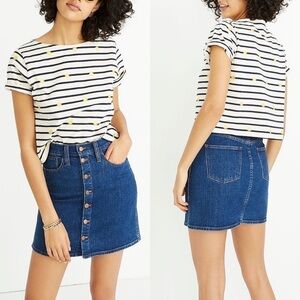 Madewell Button Front Stretch Denim Straight Mini Skirt in Arroyo Wash, Sz 25 XS